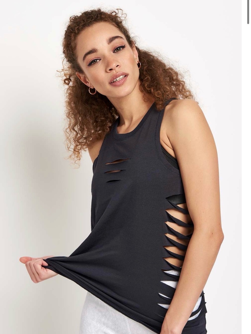 Alo Yoga Charcoal Grey Slash Cutout Tank Top 🌚🩶